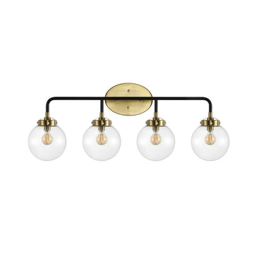 Caleb Brass Vanity Wall Sconce Clear